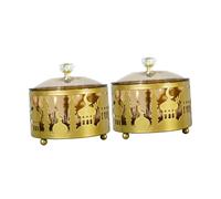 OUNONA 2Pcs Middle East Candy Boxes Reusable Decorative Serving Containers for Weddings Parties and Home Ornate Gold Sweet Storage for Snacks Nuts and Desserts