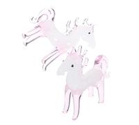OUNONA 2pcs Mini Crystal Horse Figurines Pink Glass Animal Decorations Hand Blown Pegasus Statues for Home Table Collectible Ornaments