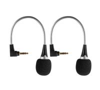 OUNONA 2pcs Mini Flexible Metal Gooseneck Microphone for Laptop Recording Noise Reduction Condenser Mic with Jack Compatible with Tablet Streaming Meetings Podcast