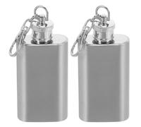 OUNONA 2pcs Mini Keychain Alcohol Flask- 56ml/2oz Stainless Steel Whiskey Bottle - Portable Pocket Flask Keychain - Compact Small Booze Favor for Parties