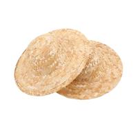 OUNONA 2pcs Mini Straw Hats Natural Woven Doll Craft Caps for DIY Projects Rustic Cowboy Style Miniature Dollhouse Accessories Party Decorations