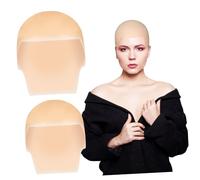 OUNONA 2pcs Natural Latex Bald Caps for Adults and Realistic Stretchable Wig Accessories for Cosplay Halloween Performance Lightweight and Tear Resistant Monks Head Cover