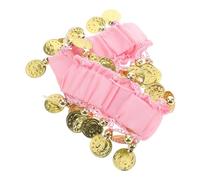 OUNONA 2pcs Pink Chiffon Belly Dance Wrist Bands with Sequins and Coin Accents, Comfortable and Versatile Bracelets Bangles for Dance Performances and Stage Performance Accessories