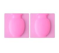 OUNONA 2pcs Pink Silicone Punch Free Reusable Flower Vase Stickers for Refrigerator and Tile Surfaces, Creative Home Decor Gifts for Bathroom and Kitchen