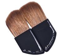 OUNONA 2pcs Portable Angled Blush Brush Set Travel Makeup Brushes Horn Rubber Handle for Blusher and Powder Foundation for Travel and On-the-Go Makeup Application