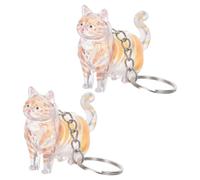 OUNONA 2pcs Portable Cat Hair Keepsake Keychain in Khaki Abs Material 5.30x4.60x2.50cm Memorial Storage Box Pendant for Kitten Lovers Attaching to Keys