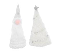 OUNONA 2pcs Retro Christmas Tree Topper Gnomes No-face Doll Decorations for Holiday Tree and Window Display Xmas Accessories in White and Silver