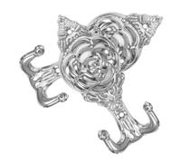 OUNONA 2pcs Rose Shaped Wall Mounted Hooks for Bags and Keys, Iron Coat Hooks with Smooth Surface and Stable Structure, Decorative Silver Key Storage Hangers for Home and Hallway