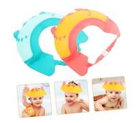 OUNONA 2pcs Shower Caps for Adjustable Ear and Eye Protection Hair Washing Shield PP Material Shampoo Hat Cute Cartoon Design for Years Yellow and Green