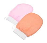 OUNONA 2pcs Shower Exfoliating Gloves Skin Cleaning Mitts for Body Massage Reusable Bath Scrubbers for Arms Legs Chest Back in Pink and Orange
