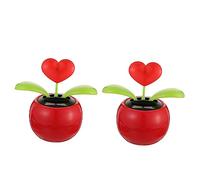 OUNONA 2pcs Solar Powered Dancing Car Toy Heart Swing Dashboard Decor Fun Office and Home Ornament No Batteries Needed Made of Durable Material