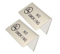 OUNONA 2pcs Stainless Steel No Smoking Sign Tabletop for Restaurants and Offices, Sleek Silver No-smoking Signboard Enforcing Policy Message