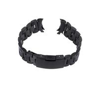 OUNONA 2pcs Stainless Steel Watch Band with Curved End Solid Link Bracelet Strap in Black Foldover Clasp with Push Button Includes Spring Bars and Comfortable for Men and Women