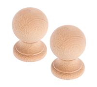 OUNONA 2pcs Unfinished Wooden Finials for DIY Crafts Classic Roman Decorative Wood Ball Finials for Bed Posts and Curtain Rods