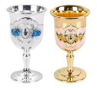 OUNONA 2pcs Vintage Goblets: Rustic Communion Cup - Ornate Metal Goblet - European Drinking Chalice for Sacred Rituals Church Ceremonies Wedding Receptions