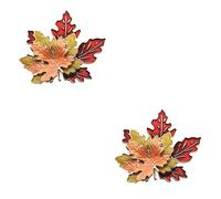 OUNONA 2pcs Vintage Maple Leaf Brooch Pin Enamel Three Layer Leaf Shaped Corsage for Women Creative Autumn Dress Accessory for Thanksgiving Holiday Parties and Daily Wear