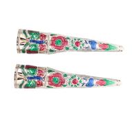 OUNONA 2pcs Vintage Palace Nail Cover Claw Nail Rings Ancient Queen False Tips for Halloween Costume Jewelry Dance Show Theater Play