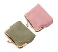 OUNONA 2pcs Vintage Pu Leather Coin Purse with Metal Clasp, Mini Double Clasp Closure Wallets for Women, Portable and Organizing Small Items, for Everyday Use and Outdoor Activities
