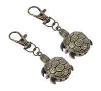 OUNONA 2pcs Vintage Tortoise Keychain Pocket Watch Cute Retro Turtle Quartz Watch for Durable Clip Keychain Timeless Style Accessory