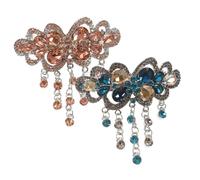 OUNONA 2pcs Women Hair Clips Rhinestone Tassel Hairpins Spring Hair Accessories Elegant Barrette Gift