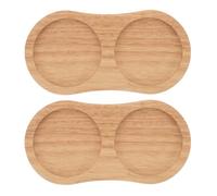 OUNONA 2pcs Wood Salt & Pepper Mill Tray, Grinder Mill Stand for Counter | Inner Dia 13cm/5.12", Dining Table Protection, Kitchen Counter Storage, Fits Most Salt & Pepper Mill and Shakers