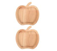 OUNONA 2pcs Wooden Apple Shape Snack Tray, Christmas Appetizers Bowl | Raised, Curved Edges Effectively Prevent Small Items Like Nuts, Jewelry, Or Keys from Rolling Off the Table