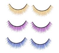 OUNONA 3 Pairs Multi Colored Fake Eyelashes for Performance and Cosplay Dramatic Curved Eye Lashes in Yellow Purple Blue Lightweight and Reusable for Glamorous Look