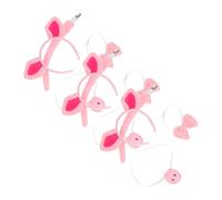 OUNONA 3 Set Pink Pig Costume Set Plush Ears Headband Nose Bow Tie Tail Animal Dress Up for Halloween Christmas Role Play Cosplay Party Accessories