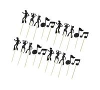 OUNONA 30Pcs Vintage Music Note Cake Toppers Decorative Cupcake Picks 5 Styles with 2 Pieces Each Set for Birthday Party Cake Decorations
