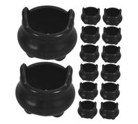 OUNONA 32pcs Mini Black Plastic Cauldrons for Halloween DIY Crafts Dollhouse Decorations Party Favors Tiny Witch Pots for Spooky Themed Displays and Seasonal Decor