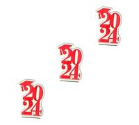 OUNONA 3pcs 2024 Class of 2024 Wooden Sign Graduation Congratulations Graduation Photo Prop
