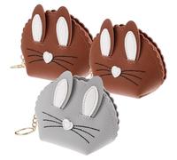 OUNONA 3pcs Bunny Ear Coin Purse Change Purse Coin Wallet Portable Compact Pu Material Stylish Lovely Chic Design for Work Daily Life Random Color