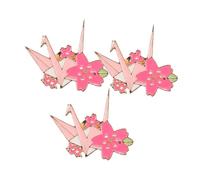 OUNONA 3pcs Cherry Blossom Brooch Cute Crane Pin for Clothing Versatile Metal Badges for Cardigans Shawls and Handbags Easy to Use and Secure Decorative Accessories