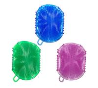 OUNONA 3Pcs Double Sided Massage Gloves Exfoliating Mitts Multipurpose Body Scrubbers for Relaxation Circulation Boost and Skin Detox with Multi Row Stepped Design Random Color