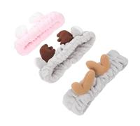 OUNONA 3pcs Elastic Animals Ears Headband for Shower Makeup Spa Comfortable Hair Band Animal Design for Daily Use and Facial Treatments