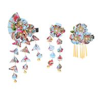 OUNONA 3pcs Elegant Japanese Hair Clips: Women Kimono Flower Hairpin With Tassels - Asian Hair Barrettes Women Girls Bridal Kimono Accessories