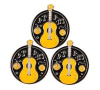 OUNONA 3pcs Enamel Guitar and Drum Pins Zinc Alloy Brooches Music Instrument Lapel Badges for Jackets Shirts Scarves Wedding Accessories Gift for Music Lovers