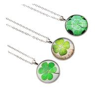 OUNONA 3pcs Four Leaf Clover Pendant Necklace Simple Fashion Jewelry for Women Daily Wear Party Travel Gift Accessory