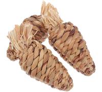 OUNONA 3pcs Grass Woven Carrot Shaped Pet Supply Chewing for Hamster Rabbits Small Pets Promotes Fun and Exercise Boredom Breaker