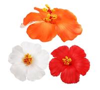 OUNONA 3pcs Hawaiian Floral Hair Clips for Women Red White Orange Flower Hair Accessories Comfortable and User-friendly Styling Clips for Easy Wear and Vibrant Outfits
