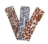 OUNONA 3pcs Printed Twisting Hairbands Bowknot Head Wraps Hair Accessories for Girls Leopard Pattern Dark Blue Brown, Rotating Tying Hairband for Daily Hairstyling