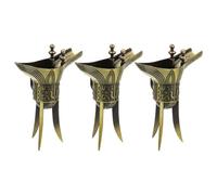 OUNONA 3pcs Vintage Chinese Ancient Style Shot Glasses Set in Golden Alloy, Functional Drinking Mugs for White Wine, Unique Decorative Liquor Cups for Valentine's Day or Office Display
