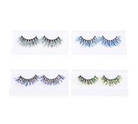 OUNONA 4 Pairs Glitter Eyelashes False Lashes for Cosplay Halloween and Fashion Shows Eye Catching Design with Sequins for Instant Glamour