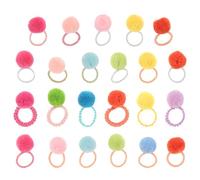 OUNONA 40pcs Small Plush Hair Ties with Fluffy Ball Design for Little, Soft Fabric Ponytail Holders that Hold Hair in Place without Damage, for Birthdays and Special Occasions