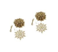 OUNONA 48 Pcs Plastic Snowflakes Christmas Decor Ornament Snow Christmas Tree Hanging Snow Flakes Mini Party Snowflake Cutouts Fake Decor Clings DIY Golden