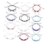 OUNONA 48Pcs Butterfly Charm Bracelets for Bohemian Crystal Beaded Friendship Jewelry Drawstring Party Favors Unique Woven Accessories for Special Events