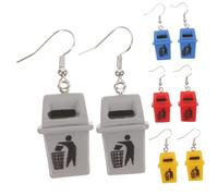 OUNONA 4Pairs Quirky Trash Bin Earrings of Unique Dangle Earrings for Women Fun Accessories Grey Lightweight Skin Friendly for Costume