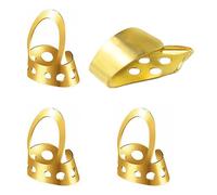 OUNONA 4pcs Adjustable Hollow Stainless Steel Thumb Picks Plectrum Set for Bass and Ukulele with Golden Finish, Comfortable Fit for Fingerstyle Playing