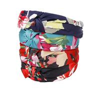 OUNONA 4pcs Bohemian Cloth Knot Headband Creative Hair Accessories for Women Navy Blue Bright Blue Light Pink Comfortable Daily Wear Fashionable Hair Decor