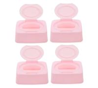OUNONA 4pcs Boy Girl's Wet Wipes Storage Box Airtight Wipe Dispenser Box for Diaper Container for Nursery and Travel Use
